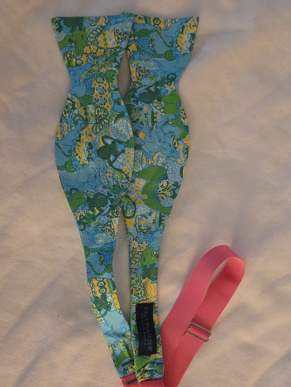 Lilly Pulitzer Blue, Green & Yellow Monkey Patterned Bowtie